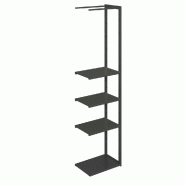 Suite structure Cage noir base métal 58x40x240cm 3 tablettes noires_0