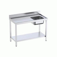 Table inox de préparation avec bords anti-ruissellement, étagère et bac à droite P 700 | Distform - QCDES7-bac A droite longueur 1200 mm - QCDES712 Table inox de préparation avec bords anti-ruissellement, étagère et bac à droite P 700 | Distform - QCDES7-bac A droite longueur 1200 mm - QCDES712