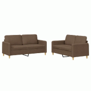 VidaXL Ensemble de canapés 2 pcs avec coussins Marron Tissu Modèle Atlas Élite - 3202089