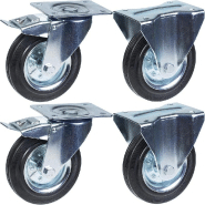 160mm 6" roulettes en caoutchouc, frein fixe, capacité de 600kg, set de 4 160mm 6" roulettes en caoutchouc, frein fixe, capacité de 600kg, set de 4