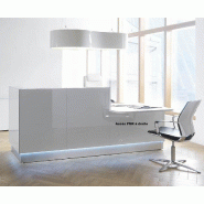 Banque d'accueil lumineuse droite série Linea avec accès PMR - MDD - Droite, Blanc