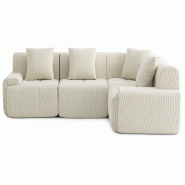 Canapé d'angle modulaire milysofa sofamous 4 places tissu velours côtelé beige clair - MS-MOUS-4C-CRD-LB