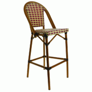 Chaise de bar d'extérieur BEAULIEU assise/dossier tressés beige/bordeaux/crème