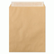 Clairefontaine Lot de 5 Paquet filmé de 50 pochettes kraft Mille Raies 260x330/24, 90 g/m², adhésive avec bande - 3329680575507