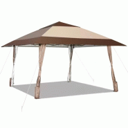 COSTWAY Tonnelle Pliante 4x4m, Tente Pop Up avec Roulettes, imperméable, Protection UV. - beige métal ZB32067OR