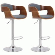 Décoshop26 - Lot de 2 tabourets de bar design scandinave en PVC gris et structure en bois couleur noyer 10_0004247 - gris 3000252006819 Décoshop26 - Lot de 2 tabourets de bar design scandinave en PVC gris et structure en bois couleur noyer 10_0004247 - gris 3000252006819