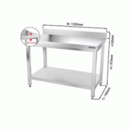 GGM Gastro Tables Inox de Travail Premium avec Dosseret et Etagère - Profondeur 700 mm - ATK127A - 4063326066293