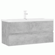 Helloshop26 - Armoire d'évier moderne intégrée 100 x 39 x 45 cm avec rangement pratique salle de bain en bois gris béton 02_0055101 - gris Bois ma