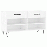Helloshop26 - Banc à chaussures bottes commode étagère meuble entrée rangement 102 x 35 x 55 cm bois d'ingénierie blanc 02_0022877 - blanc Bois m