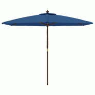 Helloshop26 - Parasol de jardin avec mât en bois 299 x 240 cm bleu 02_0008339 - bleu Bambou 3000445747765