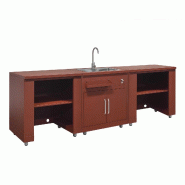 Oviala Business Oviala Cuisine d'extérieur 3 éléments avec évier en acier 96 x 259 x 66 cm brique - marron acier 115301
