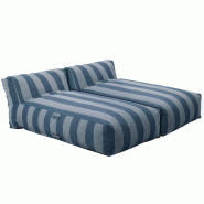 Oviala Business Salon de jardin modulable avec 2 méridiennes rayées bleu pacific - bleu polyester 115635