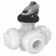 Robinet PVDF 3 voies - sphère percée en L - PVDF - femelle à souder - FPM - D 032