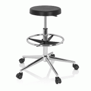 Siège technique / Tabouret technique / pivotant TOP WORK 14 I en mousse rigide, chromé noir hjh OFFICE - noir plastique 830101