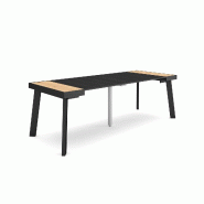 SKRAUT HOME Table console extensible, 220, Pour 10 personnes, Pieds en bois, Chêne et noir - beige Bois manufacturé 316_49
