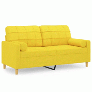 VidaXL Canapé 2 places avec oreillers jaune clair 140 cm tissu Modèle Zoriel - 3200787