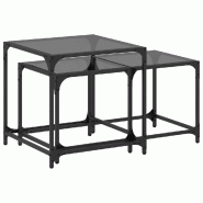 VidaXL Tables basses gigognes 2 pcs dessus en verre noir acier Modèle Imperial Plus - 845985