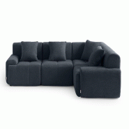 Canapé d'angle modulaire MILYSOFA SOFAMOUS 4 places Tissu chenille Bleu gris - MS-MOUS-4C-GB