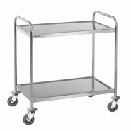 Chariot de service en acier nickel-chrome - 2 ou 3 plateaux - 100 kg de charge maximale Chariot de service en acier nickel-chrome - 2 ou 3 plateaux - 100 kg de charge maximale