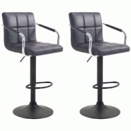 CLP Lot de 2 Tabourets de Bar Lucy V2 en Similicuir Noir /Noir - noir polyester 315822 CLP Lot de 2 Tabourets de Bar Lucy V2 en Similicuir Noir /Noir - noir polyester 315822