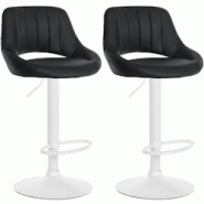 CLP Lot de 2 tabourets de bar Milet similicuir Noir /Métal blanc mat - noir polyester 324570