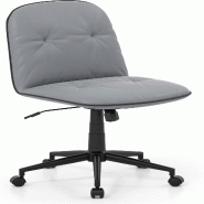 COSTWAY Chaise Bureau, Sans Accoudoirs, Pivotante avec Roues, Bascule et Rembourrage Similicuir - gris métal ON33211SD