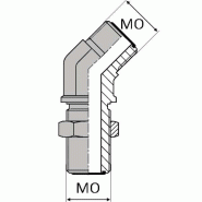 Coude 45° mâle ORFS x mâle cloison ORFS - 1"11/16' , 42.86