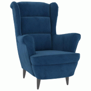 Décoshop26 - Fauteuil lounge fauteuil de salon chambre confortable avec accoudoirs en velours bleu DEC026857 - bleu 3000256045630