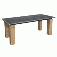 Décoshop26 - Table à manger design industriel en bois 200 x 100 cm naturel avec aspect métal 04_0008565 - métal 3000262627189