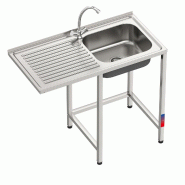 Évier en acier inoxydable avec plan en porte-à-faux, robinet inclus, cuve à droite | 850 x 1000 x 500 mm | Gasfrit - inox gfy044g