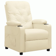 Fauteuil inclinable Crème Similicuir Modèle Quervianor - 339125