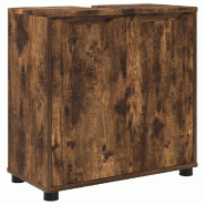 Helloshop26 - Armoire de lavabo moderne avec rangement pour salle de bain 60 x 30 x 60 cm en bois d'ingénierie chêne fumé 02_0054576 - Bois massif