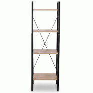 Helloshop26 - Étagère sur pied en métal et bois avec 4 étagères modèle marron noir 19_0000581 - 3000244678987