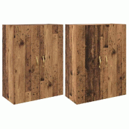Helloshop26 - Lot de 2 armoires murales modernes praticité design épuré salon 69,5 x 34 x 90 cm en bois ancien 02_0056043 - Bois massif 3000239323090