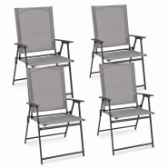 Helloshop26 - Lot de 4 chaises de jardin pliantes 62 x 58 x 96 cm confort ergonomique design moderne en métal gris 20_0012584 - gris métal 300022730