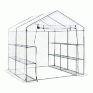 Helloshop26 - Serre de jardin en acier et PVC avec étagère s intégrées 200 x 200 x 220 cm 03_0008249 - 3001922582725 Helloshop26 - Serre de jardin en acier et PVC avec étagère s intégrées 200 x 200 x 220 cm 03_0008249 - 3001922582725