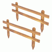 Helloshop26 - Set de 2 clôtures de jardin en bois de pin naturel 03_0008801 - Bois massif 3001952482729