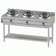 Plan de cuisson wok à gaz avec étagère 3 brûleurs puissance 39 kw - PAHA0019