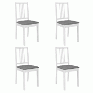VidaXL Chaises à manger avec coussins lot de 4 blanc bois solide Modèle Vega StudioDesk Ligne - 247637