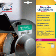 AVERY 20 étiquettes ultra-résistantes Laser blanches, format 210 x 148 mm (10 feuilles / cdt) - blanc plastique L7916-10
