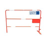 Barrière de chantier - Ø28 mm - Plaque latérale 33x16,5 cm - Rouge anti-UV - Bar28 - Marque VBMateriel