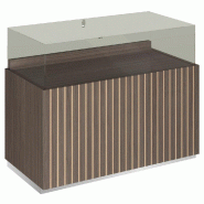 Comptoir T03 vitrine 4 Faces et MDF naturel+noyer foncé - 120x60x93cm_0
