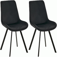 Décoshop26 - Lot de 2 chaises de salle à manger pivotant à 360 degrés en velours noir cadre en métal noir 10_0007523 - noir métal 3000266154537