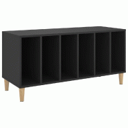Helloshop26 - Armoire à disques pratique espace de rangement 100 x 38 x 48 cm en bois d'ingénierie noir 02_0049216 - noir Bois massif 3000235718241