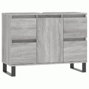 Helloshop26 - Armoire de salle de bain avec pieds en fer 80 x 33 x 60 cm style industriel finition moderne en bois sonoma gris 02_0049085 - gris Bois
