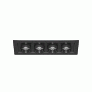Mini Spot Encastré Rectangulaire Led 4 Lumières Oxo 24 W, Interrupteur Cct 2700 K/3200 K/4000 K, Noir Mat - Orientable À 355° - Beneito & Faure -