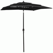 Parasol de jardin à 3 niveaux avec mât en aluminium noir 2x2 m Modèle Riviera Nova - 313850