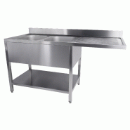 Plonge inox professionnelle avec étagère 2 bacs à gauche et passage... - P7333.1420
