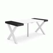 SKRAUT HOME Table console extensible, 180, Pour 8 personnes, Pieds bois massif, Blanc et noir - blanc Bois manufacturé 237_7