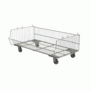Socle roulant zingué pour corbeille fil acier - 4 roulettes pivotantes Ø 75 mm avec freins et butées_0